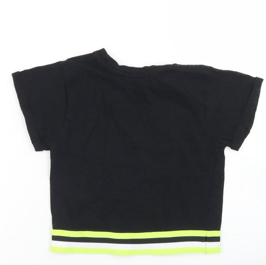 Dunnes Stores Girls Black Cotton Cropped T-Shirt Size 7-8 Years Crew Neck - NYC
