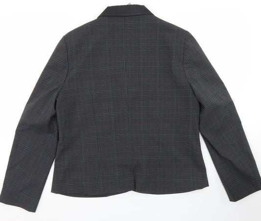 Thalassa Womens Grey Plaid Polyester Jacket Blazer Size 10 - Approximate Sizing