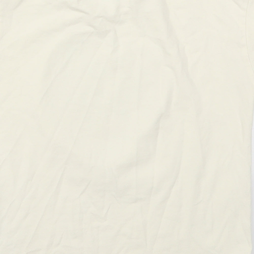 Zara Girls Ivory Cotton Basic T-Shirt Size 7 Years Crew Neck Pullover - Heart