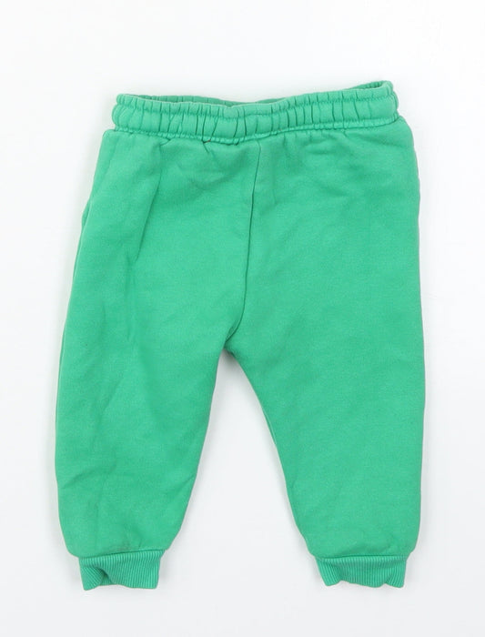 Fred & Flo Boys Green Cotton Sweatpants Trousers Size 9-12 Months Drawstring
