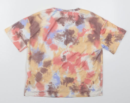 SheIn Girls Multicoloured Polyester Basic T-Shirt Size 8 Years Crew Neck Pullover - Sunshine