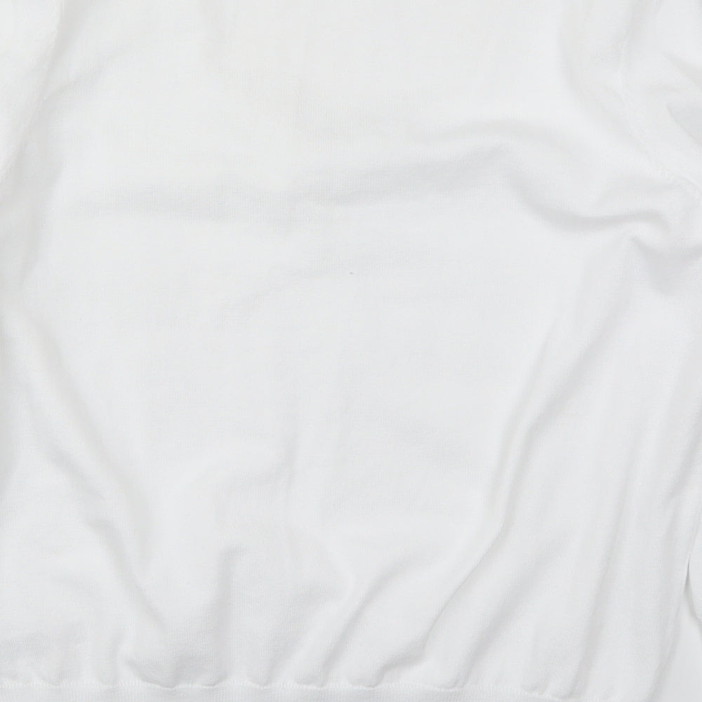 Dunnes Womens White V-Neck Polyester Pullover Jumper Size L