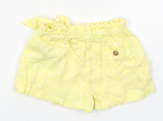 Zara Girls Yellow Polka Dot Polyester Cropped Trousers Size 9-12 Months - Shorts