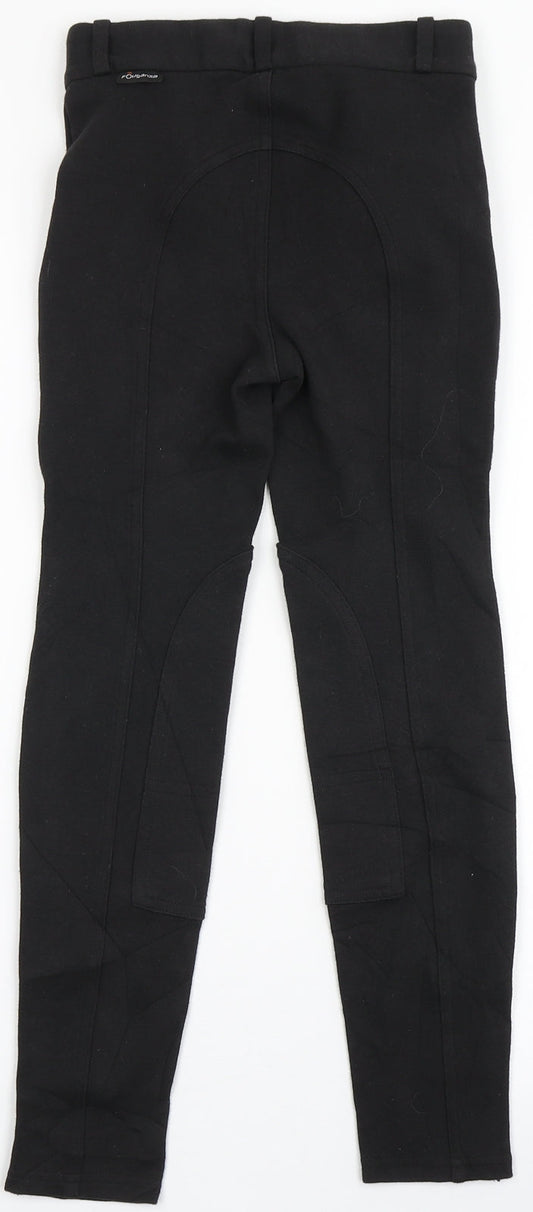 FOUGANZA Girls Black Cotton Jogger Trousers Size 10 Years Regular Button - Jodhpurs