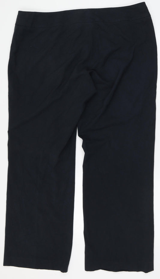 Autonomy Womens Blue Polyester Trousers Size 18 L31 in Regular Button