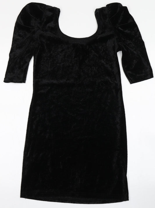 Divided Womens Black Polyester Bodycon Size 8 Round Neck