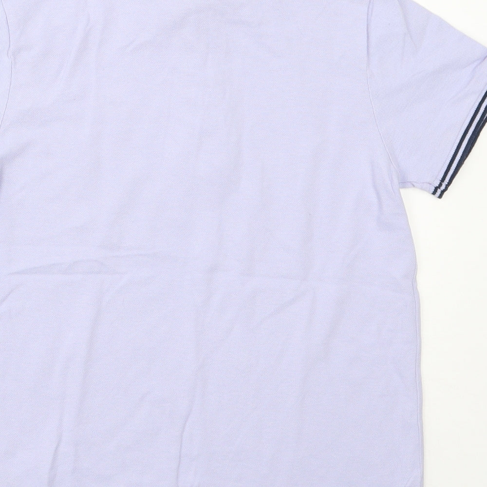 Marks and Spencer Boys Purple 100% Cotton Basic Polo Size 9-10 Years Collared Button