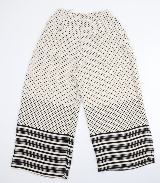 Topshop Womens Ivory Polka Dot Polyester Trousers Size 8 L23 in Regular Zip - Culotte