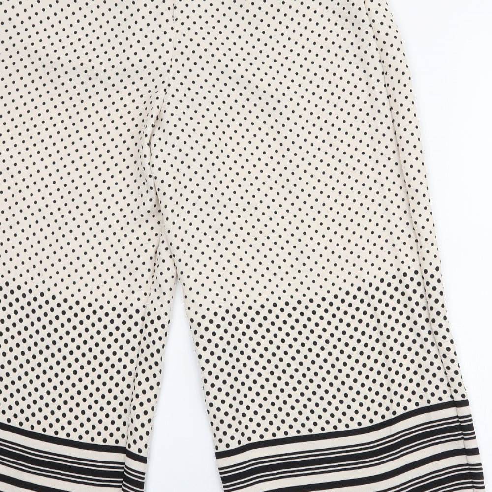Topshop Womens Ivory Polka Dot Polyester Trousers Size 8 L23 in Regular Zip - Culotte