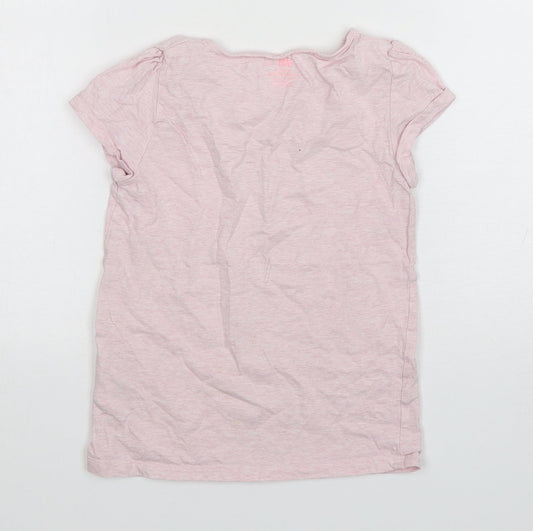 H&M Girls Pink Cotton Basic T-Shirt Size 7-8 Years Round Neck Pullover