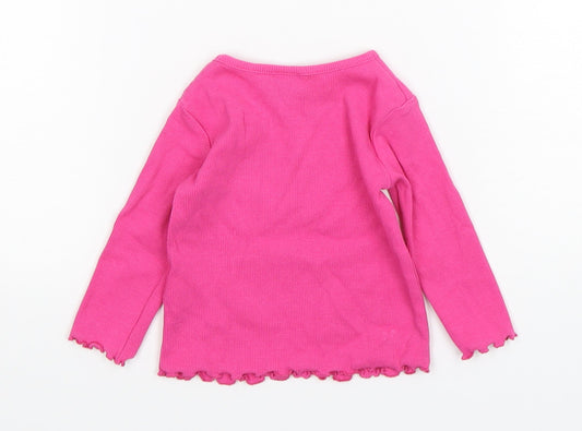 NEXT Girls Pink Cotton Basic T-Shirt Size 3-6 Months Round Neck Pullover