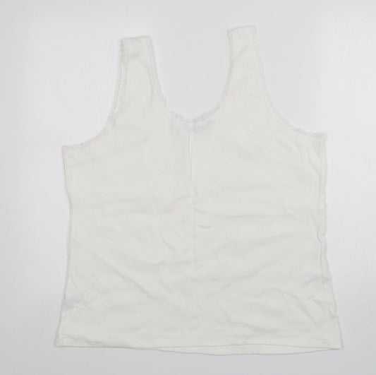 Dunnes Stores Womens White Cotton Basic Tank Size 2XL Round Neck