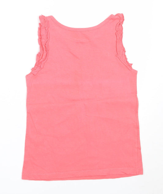 Emily Girls Red Cotton Basic Tank Size 8 Years Round Neck