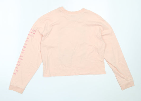 River Island Girls Pink Cotton Basic T-Shirt Size 11-12 Years Round Neck