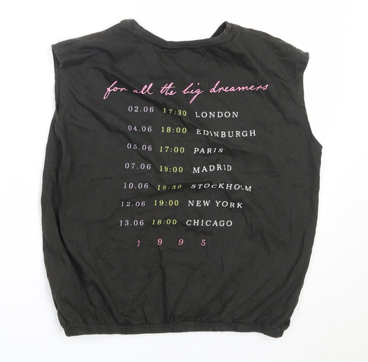 H&M Girls Black Cotton Basic Tank Size 13-14 Years Round Neck