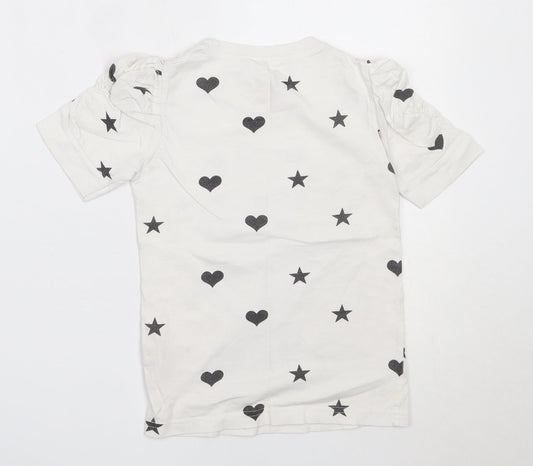Young Dimension Girls White Cotton Basic T-Shirt Size 7-8 Years Round Neck