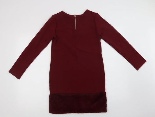 Relish Girls Purple Viscose Pencil Dress Size 12 Years Crew Neck Zip