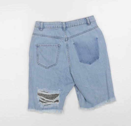Missg Womens Blue Cotton Chino Shorts Size 4 L9 in Regular Button