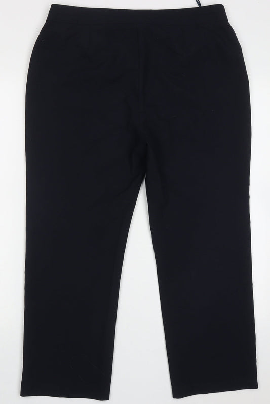 bonmarch Womens Blue Polyester Trousers Size 12 L25 in Regular Hook & Eye