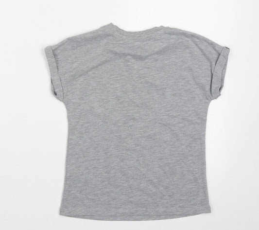 Outfit Girls Grey Polyester Basic T-Shirt Size 5 Years Crew Neck Pullover - Fierce