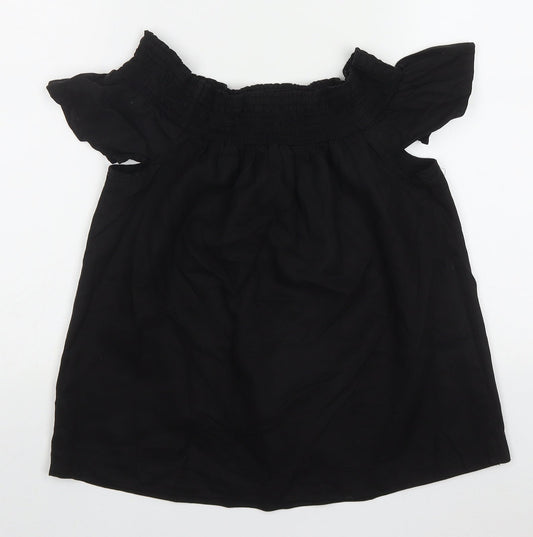 NEXT Womens Black Lyocell Basic T-Shirt Size 8 Off the Shoulder