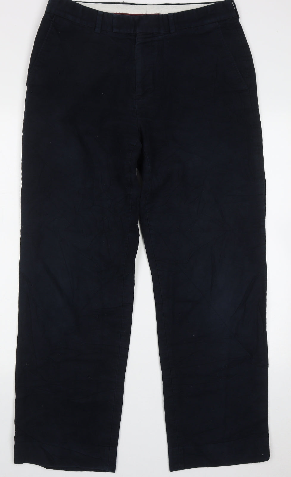 emmertex Mens Blue Cotton Trousers Size 34 L30 in Regular Button