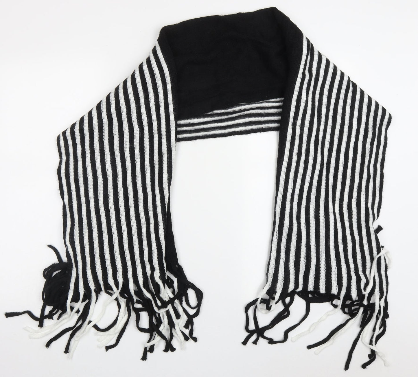 Boohoo Womens Black Striped Acrylic Scarf