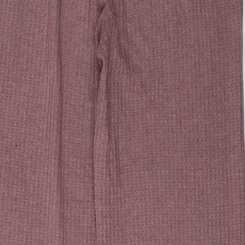 SheIn Womens Pink Solid Acrylic Capri Lounge Pants Size L - Flared