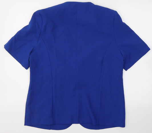 Daxon Womens Blue Jacket Blazer Size 14 Buckle - Short sleeve blazer
