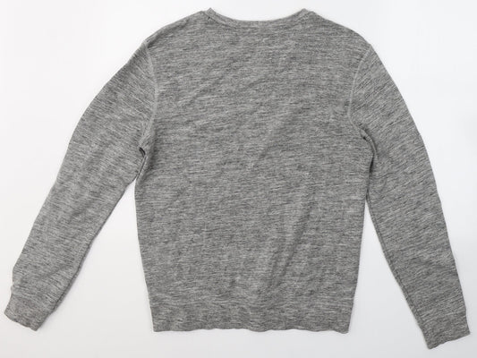 Nutmeg Mens Grey Round Neck Cotton Pullover Jumper Size S