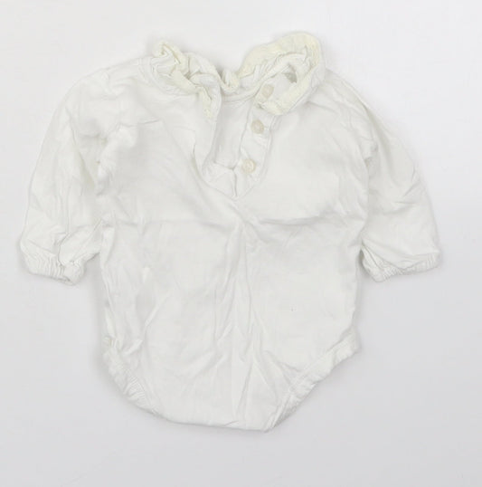 Matalan Girls White Cotton Babygrow One-Piece Size 0-3 Months Button
