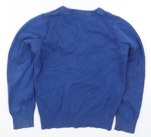 Nutmeg Girls Blue V-Neck Cotton Cardigan Jumper Size 5-6 Years Button