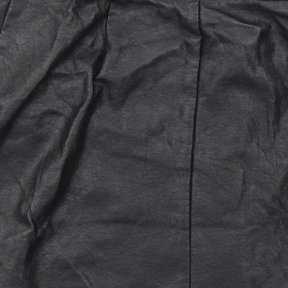 New Look Womens Black Polyurethane A-Line Skirt Size 8 Zip
