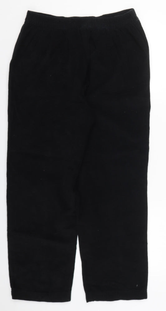 Isle Womens Black Cotton Trousers Size 12 L26 in Regular