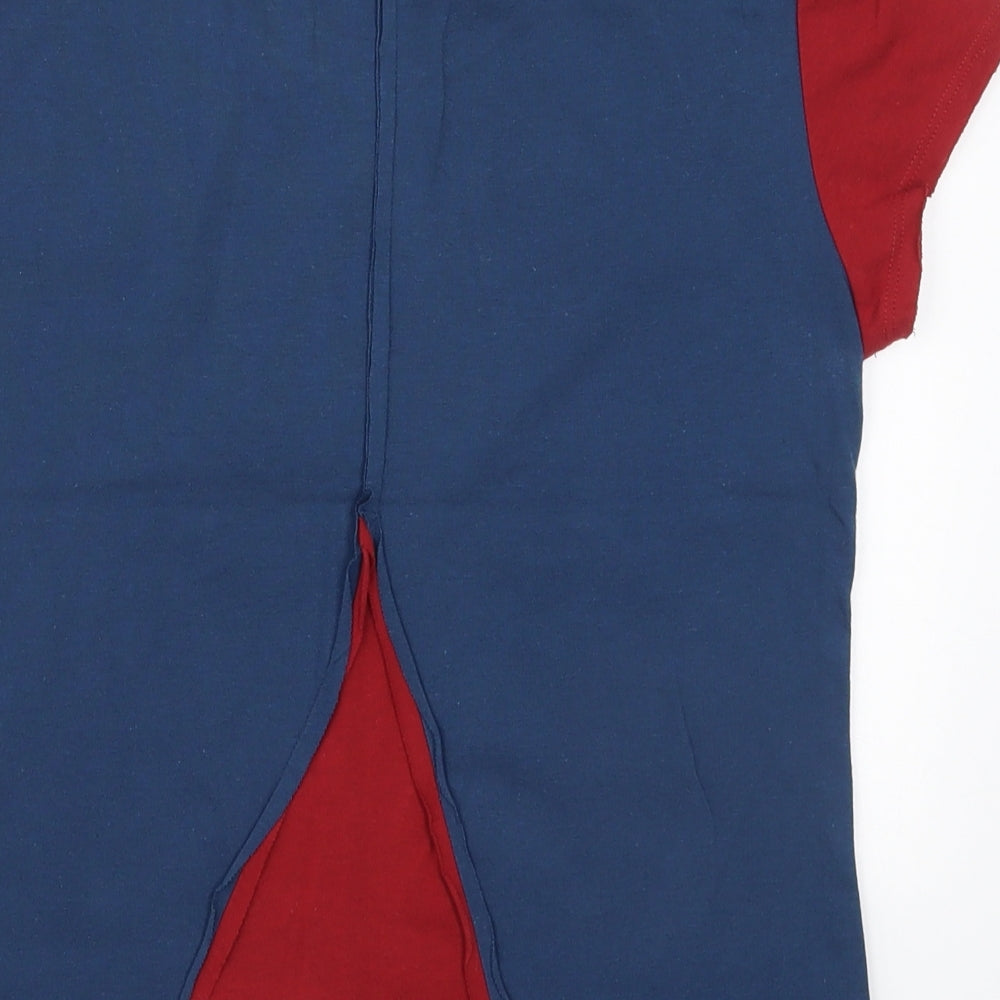 Preworn Womens Blue Colourblock Cotton Basic T-Shirt Size S Round Neck - Marvel Superhero Top
