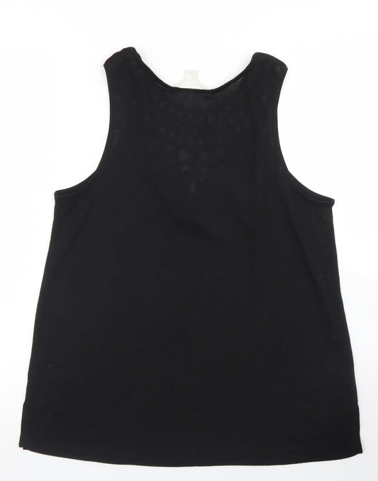 H&M Womens Black Polyester Basic Tank Size M Round Neck - Crochet Neckline
