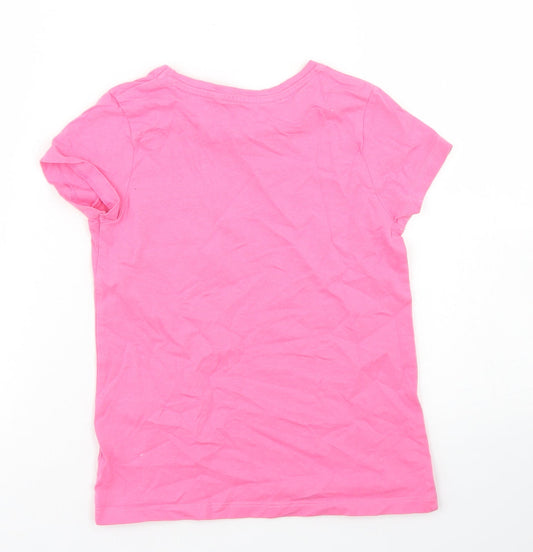 George Girls Pink Cotton Basic T-Shirt Size 5 Years Crew Neck - Chest Pocket