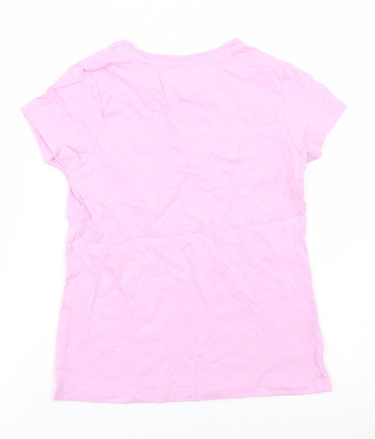 George Girls Purple Cotton Basic T-Shirt Size 5 Years Crew Neck - Chest Pocket