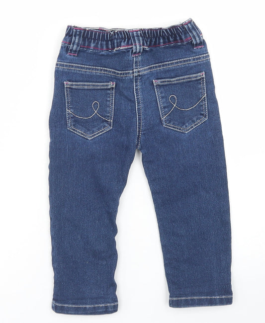 Young Dimensions Girls Blue Cotton Cargo Jeans Size 18-24 Months Snap