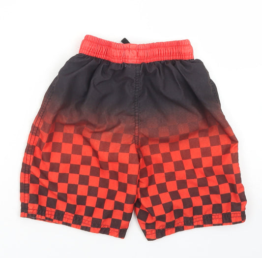 George Boys Red Check Polyester Sweat Shorts Size 6-7 Years Regular Drawstring - Cars Lightning Mcqueen