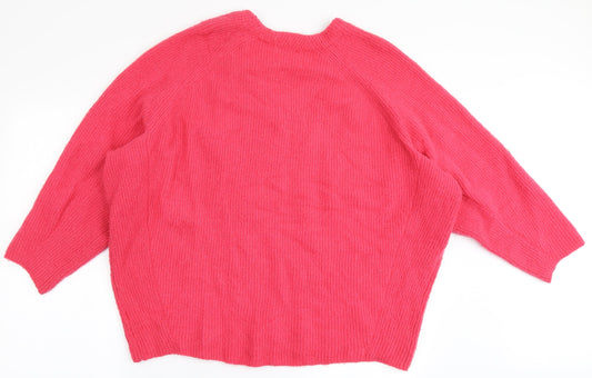 Topshop Womens Pink Round Neck Acrylic Pullover Jumper Size 12