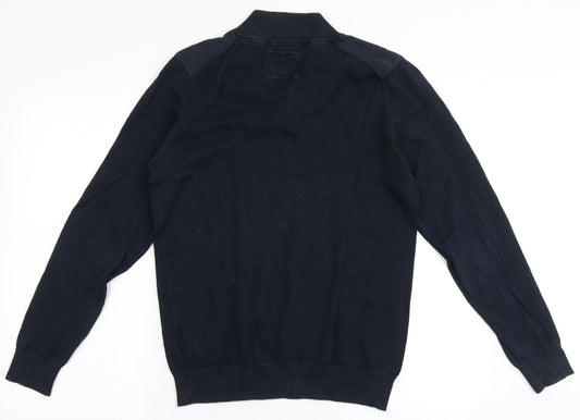 BRICE Mens Blue V-Neck Cotton Pullover Jumper Size M