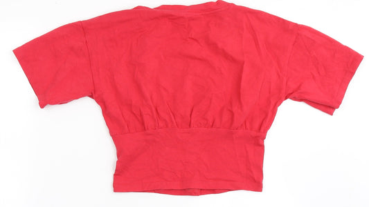 Candy Couture Girls Pink Cotton Cropped T-Shirt Size 12 Years Round Neck