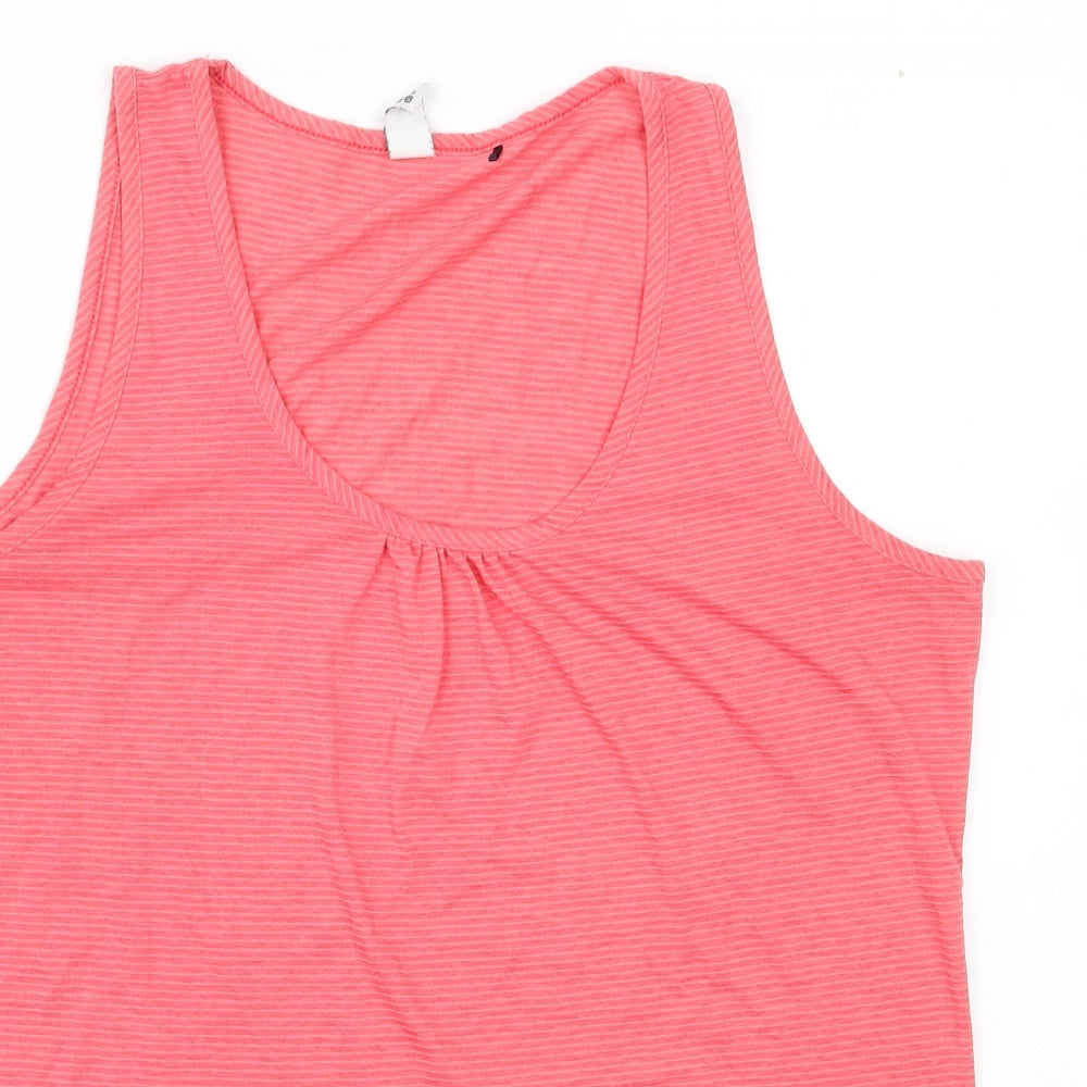 Tog Twenty Four Womens Pink Striped Polyester Basic Tank Size 14 Scoop Neck Pullover