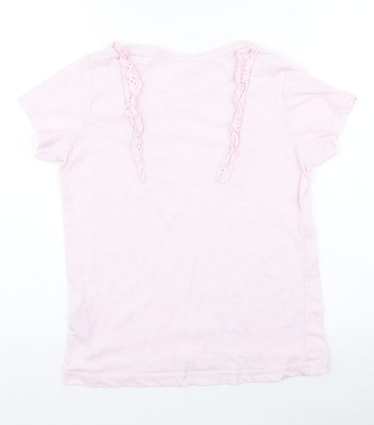 Primark Girls Pink Cotton Jersey T-Shirt Size 11-12 Years Round Neck Pullover