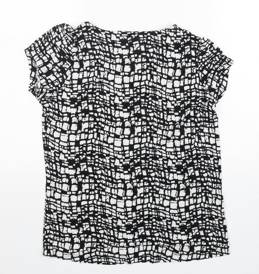 NEXT Womens Multicoloured Geometric Viscose Basic T-Shirt Size 10 Round Neck