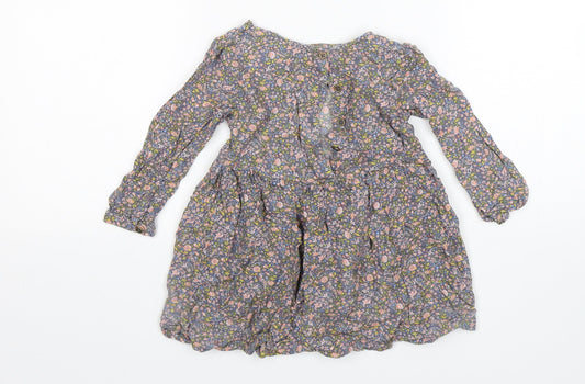 NEXT Girls Multicoloured Floral Viscose A-Line Size 18-24 Months Round Neck