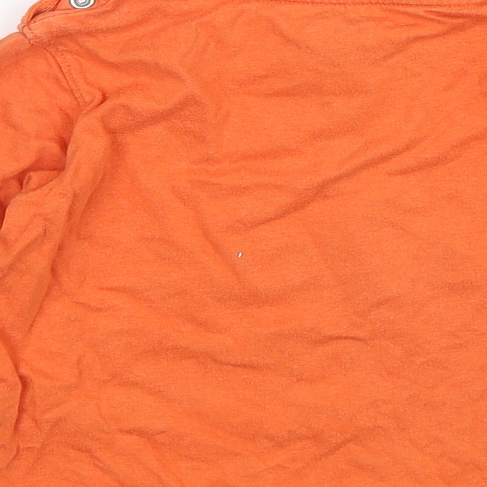 La Compagnie des Petits Boys Orange Cotton Basic T-Shirt Size 2 Years Round Neck Pullover - Tractor
