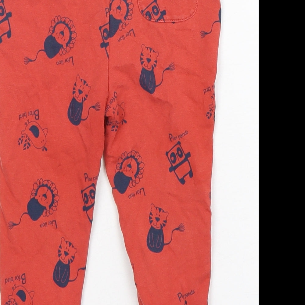 George Boys Red Geometric Cotton Sweatpants Trousers Size 18-24 Months - Animal Print