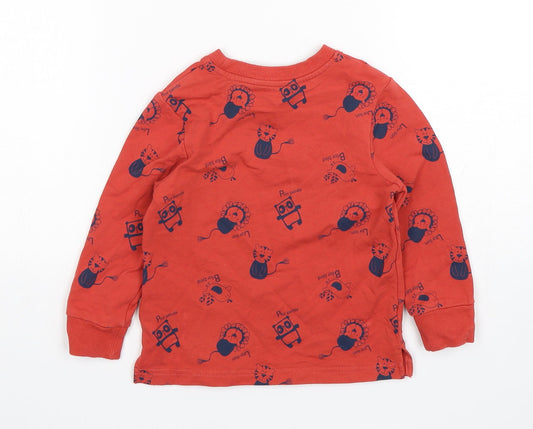 George Boys Red Spotted Cotton Pullover Jumper Size 18-24 Months Pullover